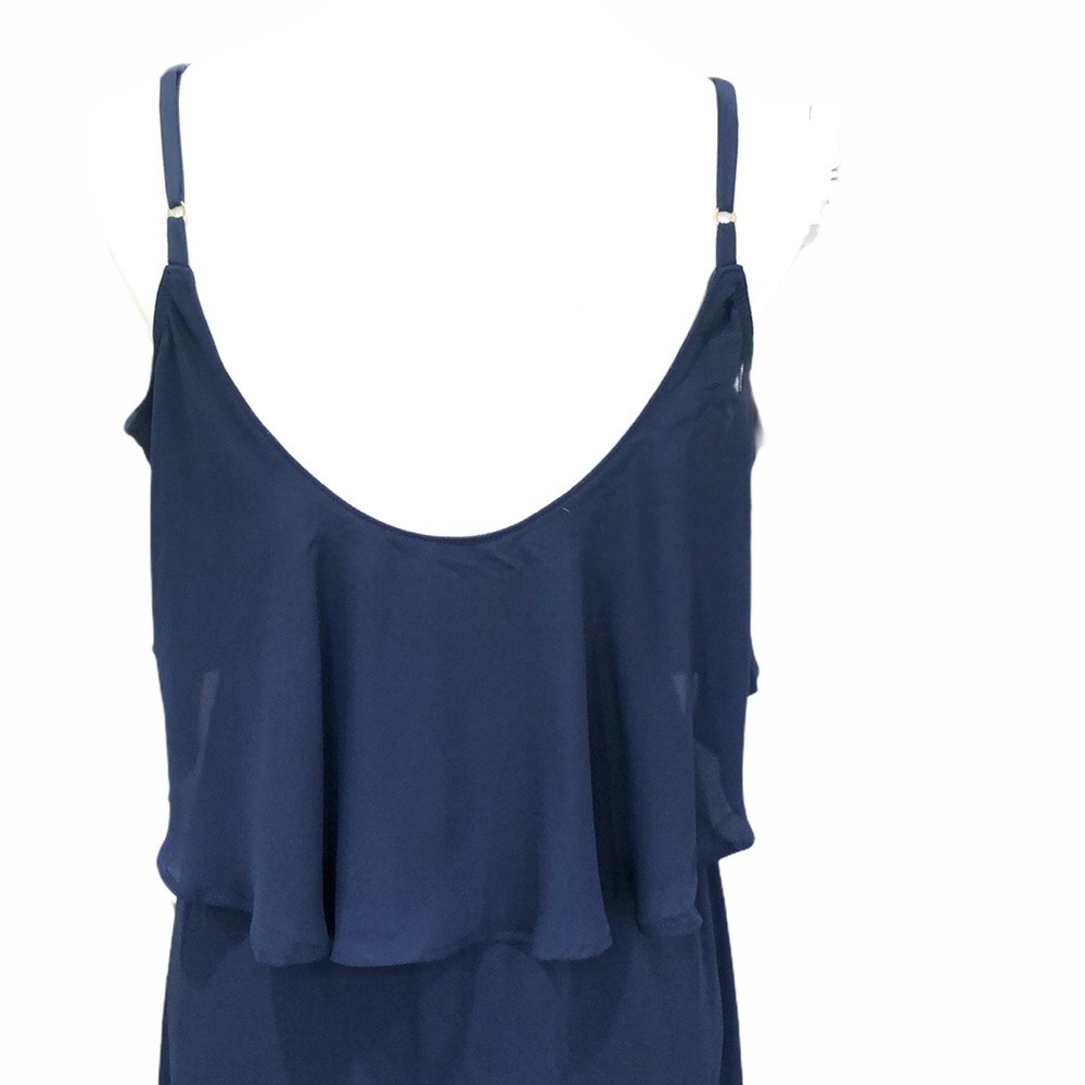NWOT Show Me Your Mumu Caitlin ruffle Maxi Dress SZ S Navy Crisp - Picture 6 of 11